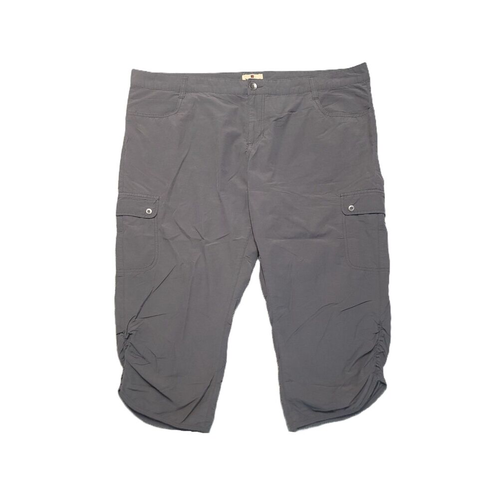 Woolrich Cargo Capri Pants Womens 14 Ruched Hem Gray Hiking
